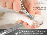 Solingen Fellschere Hunde Haarschere Pfotenschere 11,7 cm mit einseitiger Mikroverzahnung. Hundeschere mit gebogener Schnittflche fr die Fellpflege