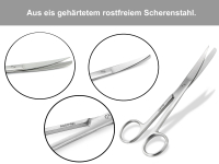 Bastelschere Papierschere Universalschere Schere 18 cm Gebogen Spitz und Abgerundet mit Stumpfen Enden aus rostfreiem Edelstahl